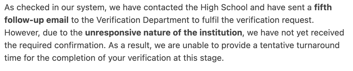 Actual email from Qualification Check